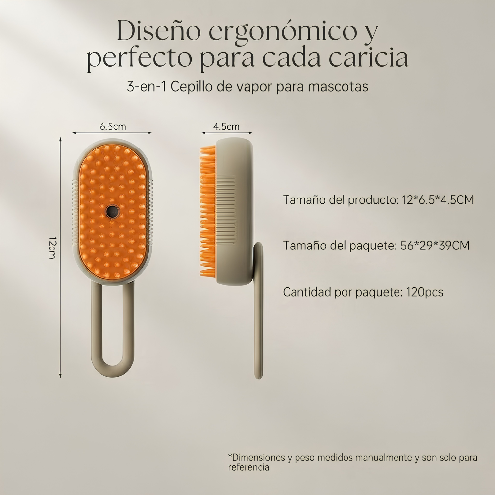 Cepillo de Vapor 3 en 1 para Mascotas